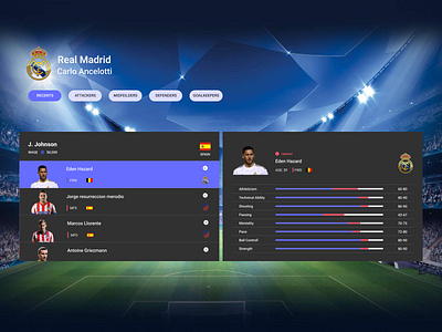 UEFA team overview concept.