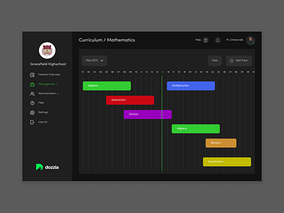 School curriculum, dark theme