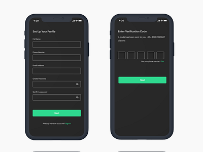 Sign in screens, dark theme car dark dark theme design mobile mobile app onboarding sign in sign up ui ui ux design ux