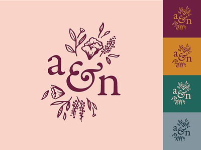 Wedding Logo floral initials logo wedding