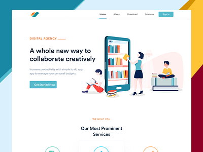 Landing Page - Productivity and Collaboration agency brand collaborate creative design inspiration interaction landing marketing page site ui ui design ux ux design web web design webflow website