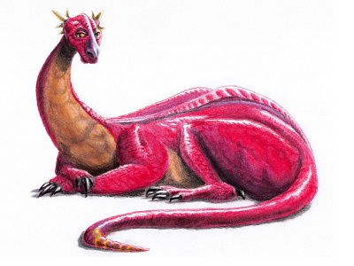 I'm Bored, Tell Me a Riddle bored dragon fantasy illustration red