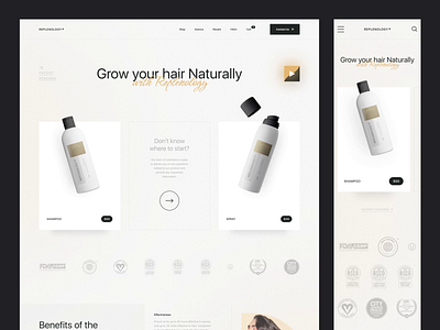 Hair Product Website animation app buy cart checkout codeparachute design ecommerce graphic design hair medicine mobile modern products store trust ui ux website wordpress