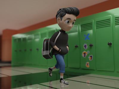 🏫 Walking Student 3D Illustration