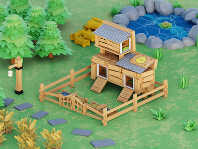 3D - Chicken coop 🐣 3d 3d design animation branding cinema4d design farm game game farm graphic design illustration logo mobile game ui vector