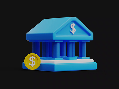 3D Bank - Finance Icon 3d 3d finance icon 3d icon animation finance finance icon finance illustration icon illustration motion graphics