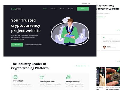Cryptocurrency Website uiux crypto cryptocurrency design figma landing page design nft art nft web ui ui user experience user interface