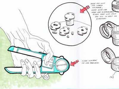 Pill crusher/splitter: Concept 2 concept industrial design medical tools sketch