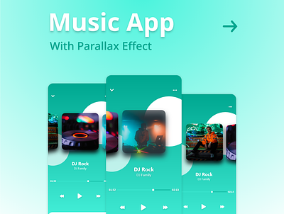 Music Player app with parallax effect animation graphic design motion graphics ui ux
