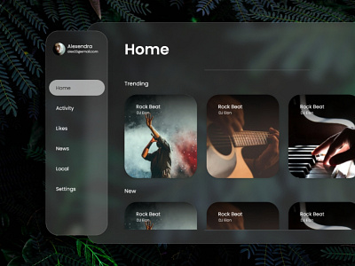 Glassify (music desktop app) animation branding design glass effect graphic design ios mac music app product design prototype ui user interface ux web web app windows