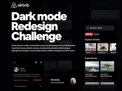 Airbnb Dark Mode Challenge airbnb animation app dark design ui uiux ux