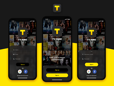 📺 TV Time Login screens Redesign | Weekly Warm up app design dribbble interface login screen movies shot sign in sign up tracker tv shows ui ui design uiux ux warmup weekly warm-up