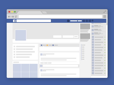 Facebook Wireframes browser design facebook flat flatdesign ui webdesing wireframe