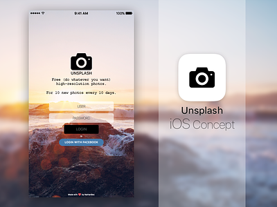 Unsplash iOS Concept app apple design dribbble ios login photos shot ui unsplash user interface ux