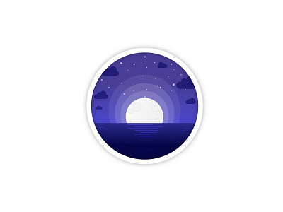 Ocean Night blue design designer dribbble icon illustration moon ocean sea vector