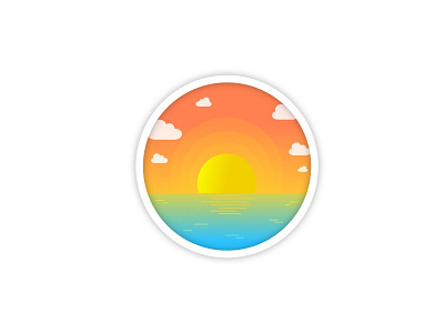 Sunrise sea clouds day design dribbble icon morning ocean sea sun sunrise vector yellow