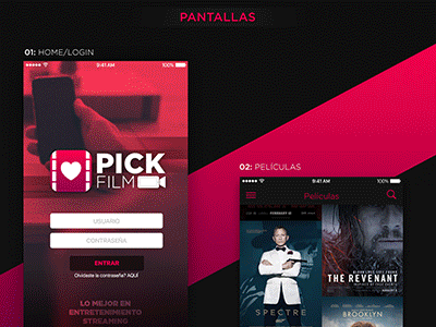 PickFilm - Movies App concept #02 app appconcept apple dribbble interface ios movie red tvshows uidesign uiux