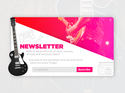 Music Newsletter 🎵 design dribbble guitar mail music news newsletter playing pop up shot suscribe ui design
