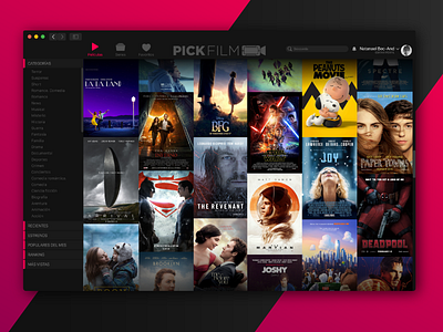 PickFilm - Desktop Version 💻 app appconcept apple dribbble desktop interface macos movie red tvshows uidesign uiux