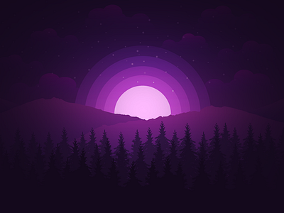 Mountains 🌄 beautiful clouds design dribbble forest landscape mountains purple vector wood