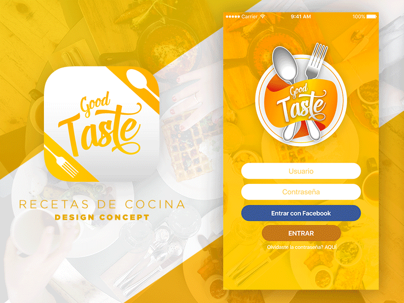 GoodTaste - Recetas de Cocina app cooking design designer dribbble food icon interface recipes ui uiux yellow