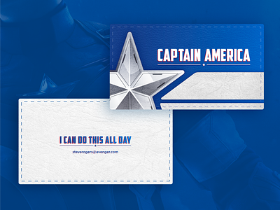Captain America 🇺🇸 Business Card - Warm-Up No. 2 blue branding captainamerica design designer dribbble illustration marvel shot superhero weekly weekly challenge weekly warm-up