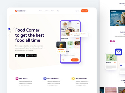 Food Corner Website UI Design For Portugal Client animation app branding design flat graphic design icon illustration landing page design landing page ui design logo minimal ui ux vector web web design webdesign website design website ui design