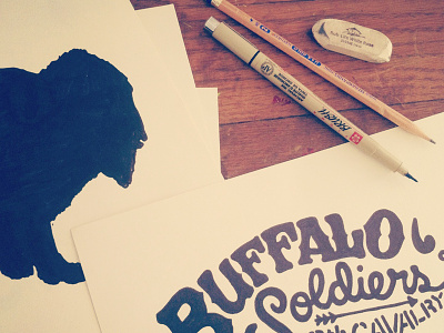 Brush Tip Pens Rock buffalo buffalo soldiers drawing illustration little mountain type typogrpahy