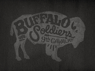 Buffalo Soldiers / 9th Cavalry buffaloes illustration little mountain nebraska screen printing typography vintage