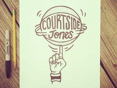 Courtside Jones Drawing baller basketball courtside jones drawing illustration sketch type typography