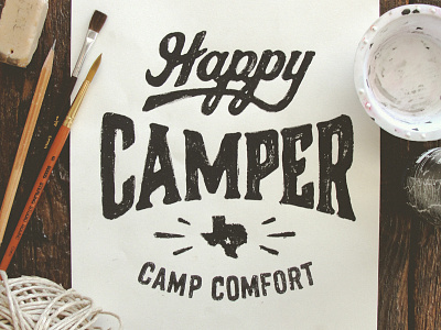 Happy Camper hand drawn happy camper illustration joe horacek little mountain type typography