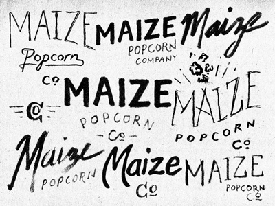 Maize Popcorn Co Sketch Ideas design drawings hand drawn joe horacek lincoln logo maize popcorn co nebraska railyard sketch type typography