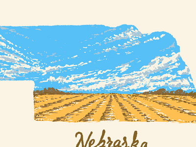 Nebraska Big Sky big sky corn field design drawing great plains hand drawn illustration joe horacek little mountain print shoppe midwest nebraska prairie procreate screen printing typography