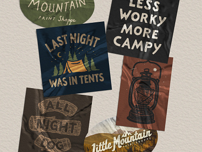 CAMP Sticker Pack art branding camp camping design drawing graphic design hand drawn illustration joe horacek lettering little mountain print shoppe sketch tents typography