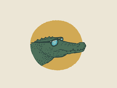 Party Gator alligator design drawing florida gator hand drawn illustration joe horacek sun sunglasses swamp