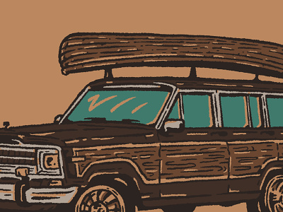 1986 Jeep Grand Wagoneer canoe design drawing hand drawn illustration jeep joe horacek vintage wagoneer