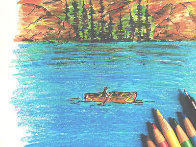 Mountains+Canoe art camping canoe daydream drawing illustration joe horacek mountains sharpie sketch spring the great outdoors