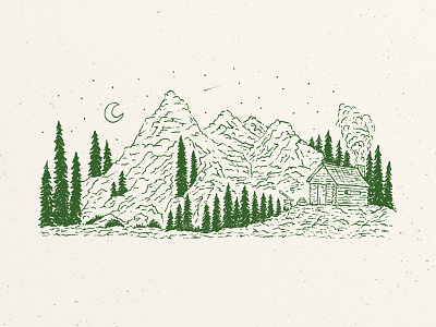 Cabin On A Mountain art cabin cabin on a mountain drawing hand drawn illustration joe horacek mountains sketch mountain series