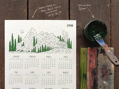 2016 Calendar Poster 2016 art drawing french paper co illustration joe horacek little mountain print shoppe mountains print silk screen sketch sketch mountain series