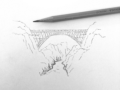 Bridge Mountain bridge mountain drawing illustration joe horacek mountain sketch victoria falls