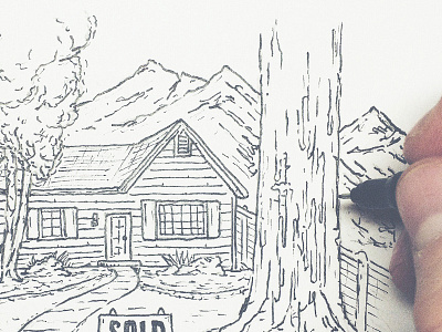 Home Owner drawing hand drawn home owner home sweet home house illustration joe horacek mountains sharpie sketch
