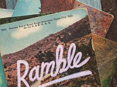 Ramble colorado joe horacek lettering mountains postcard postcard lettering ramble travel type typography