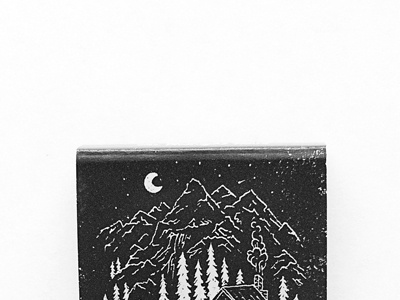 Matchbook Mountain cabin cabin life crescent moon design illustration matchbook sketch sketch mountain series