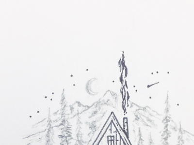 Rise & Shine a frame cabin illustration joe horacek little mountain print shoppe moon mountains sketch drawing sketch mountain series