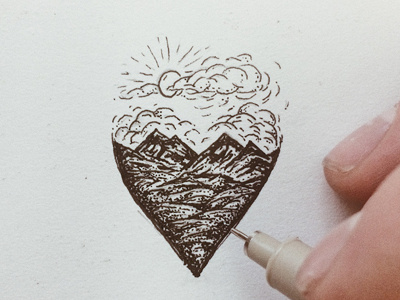 A Little Mountain Love illustration joe horacek little mountain print shoppe mountains love sketch drawing trust your heart valentines day