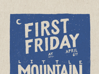 First Friday Art Show Poster aej ceramics crescent moon design first friday illustration lettering little mountain print shoppe lnk typography