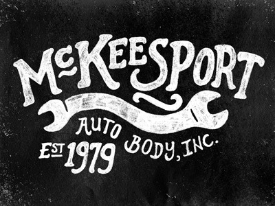 Mckeesport Auto Body Inc Final design illustration joe horacek mckeesport screen print type typography vintage