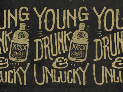 Young Drunk & Unlucky distress illustration screen print shirt trust no one clothing type typography