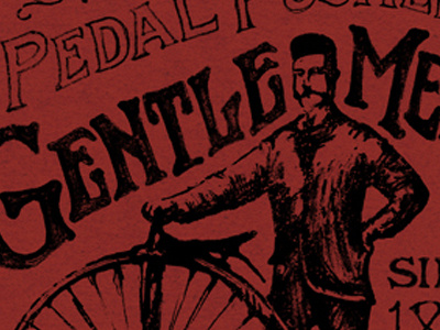 Gentlemens Club bikes hand drawn illustration joe horacek old penny farthing type typography vintage