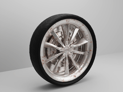 3D realistic tesla car wheel